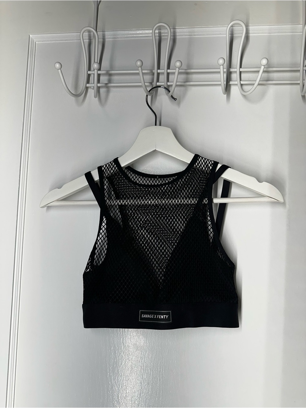 Savage X Fenty Black Mesh High-Neck Sports Bra